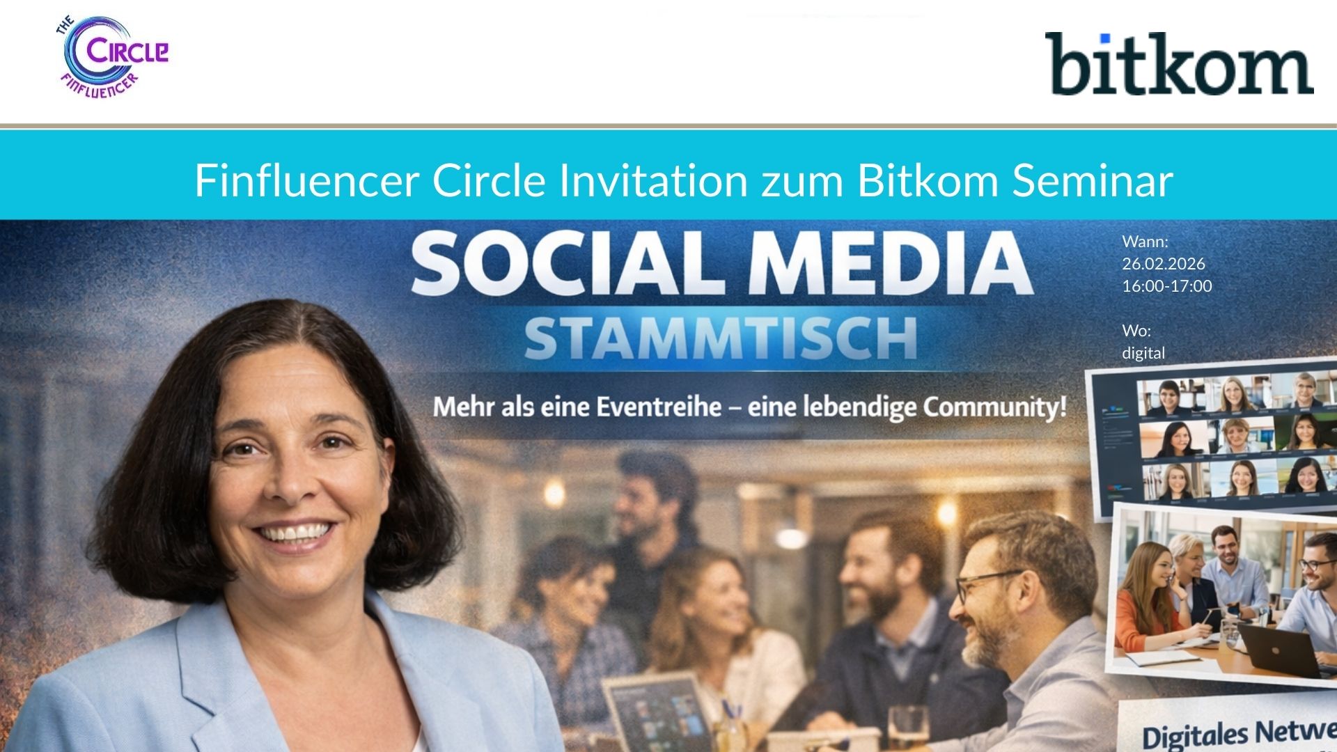 Birgit Hass Founder Finfluencer Circle und Senior Marketing Manager der Sopra teilt ihre Erfahrungen in Bitkom Social