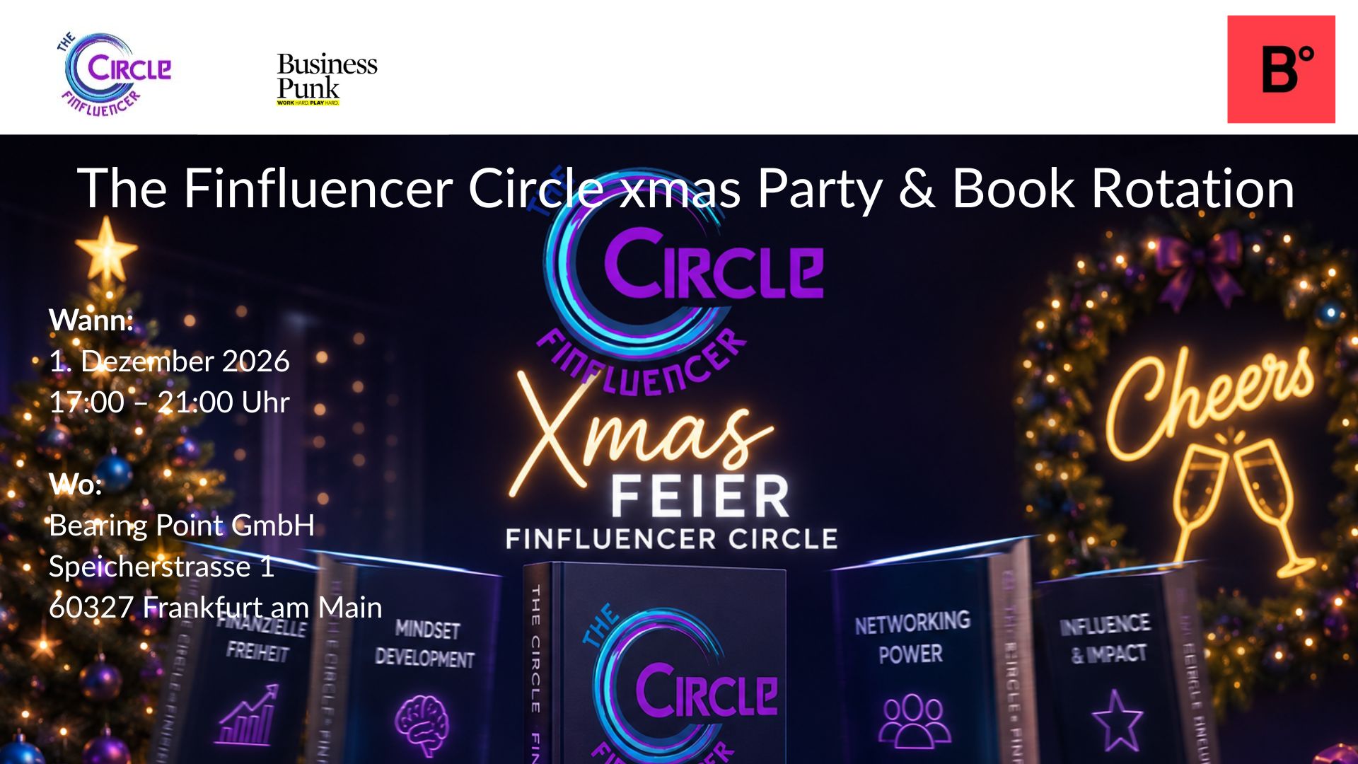 The Finfluencer Circle xmas Feier mit Book Rotation bei Bearing Point 2026